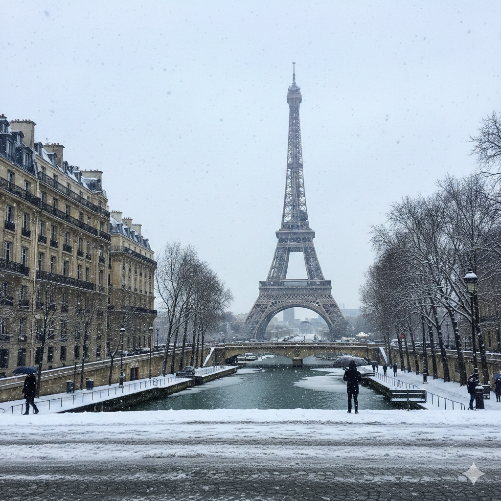 ville de paris sous la neige