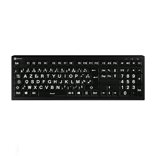 Clavier XL Print gros caractères rétroéclairé fond noir PC ou MAC